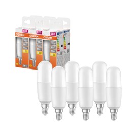 OSRAM LED Bulb with E14 Socket, Warm White (2700 K), Bar Shape, 10 W, Replacement for 75 W Bulb, Matte, LED Star Stick, Pack of 6, Warm White