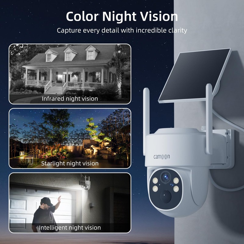 2K Solar Security Cameras Wireless Outdoor, 5/2.4Ghz WiFi Cameras for