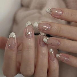 Milky Muse Press-On Nails | Hand-Set Crystal & Starlight Accents | Reusable Gel Tips for Bridal Elegance, CEO Lunches & Silent Luxury Moments:_Colorful-16_S