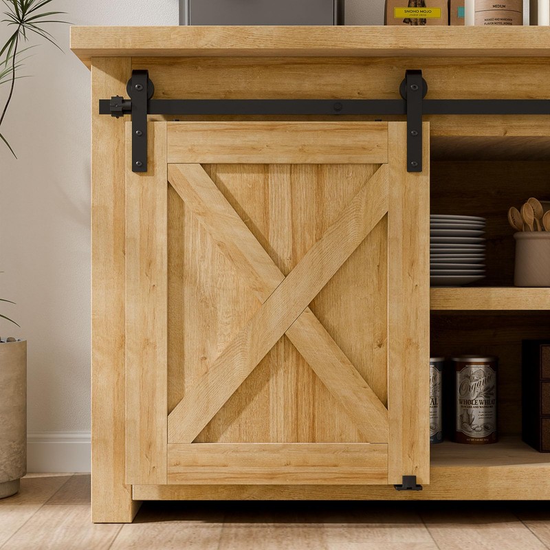 BONIKLUBA 4FT Super Mini Cabinet Small Sliding Double Barn Door