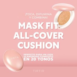 TIRTIR – Mask Fit All-Cover Cushion 18 g – TONO 29N NATURAL BEIGE – Base de maquillaje de alta cobertura cushion – acabado mate aterciopelado – larga 