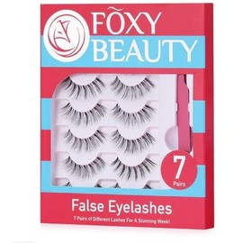 Natural Lashes - 7 Pairs Strips Lashes, Natural Wispy Lashes Clear Band for Natural Look, Fake Eyelashes With Tweezers,Washable, Featherlight,Comfortable,Contact Lens Friendly