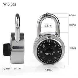 NBYT Combination Padlocks - Dial Locks for School Lockers and Gym Lockers with Key - Combo Locks, Code Locks and Padlocks with Combination Locks for Lockers - Padlock for Locker, Gym, and School