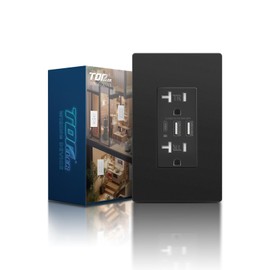 TOPELER 6.0A Black USB Wall Outlet Charger, 20A Duplex Tamper-Resistant Receptacles, Charging Power Outlet with 3 USB Ports, Electrical Socket with USB C Port, cUL & FCC Listed
