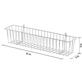 TRINITY EcoStorage 21-Inch Metal Hanging Basket to Use With Shelf Units and Storage Racks for Garage, Kitchen, and Closet Organization, NSF Certified, 20 Pound Capacity, Chrome, 2-Pack
