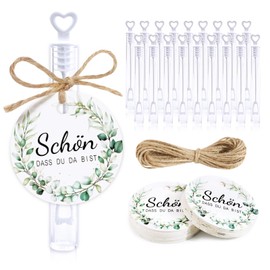 BOFUNX Pack of 50 Soap Bubbles Wedding with Schön DASS du da bist Pendant Labels Jute String Wedding Bubbles for Wedding Birthday Engagement Valentine's Day Party Guest Gift