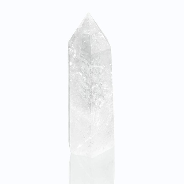 YWG Stone 75 * 20mm Crystal Point Scepter Large 3 Inch Wand Carved Healing Reiki 6 Sided Prism Style (Clear Crystal)