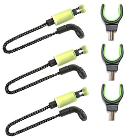 TJR Tackle 6pc Bobbins Bite Indicators & Rod Rest Set Carp fishing Tackle for Bite Alarms and bank sticks (Green)