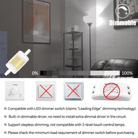 Akynite R7S 78 mm LED 15 W Dimmable Cool White 6000 K 1500 LM, Halogen Rod J78 R7S 120 W-150 W Replacement, AC 220-240 V, LED Stick Lamp 78 mm Dimmable for Uplights, Pack of 2
