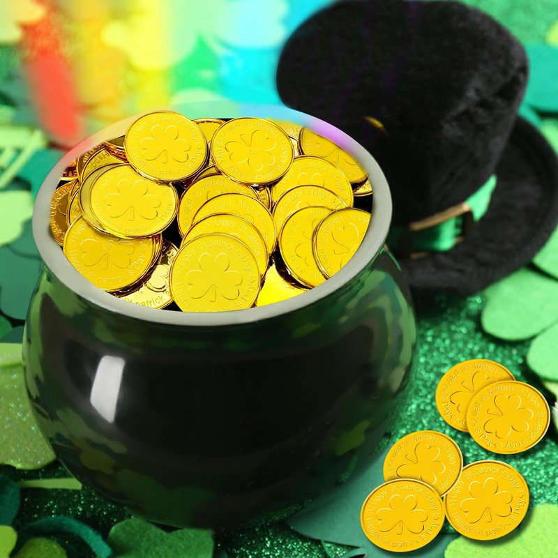Gold Coins St Patricks Day,Gold Coins Plastic, Shamrock St Patricks