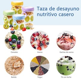 Vaso Avena Overnight 500ml 4PCS Tapa Hermética sin BPA                                                                                                