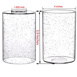 Canomo 3 Packs 6 Inch x 4 Inch Bubble Seeded Glass Light Shade Glass Lamp Shades Cylinder Replacement with 1 5/8 Inch Fitter Hole for Wall Lamps Chandeliers or Ceiling Light