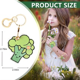 Leather Keychain Holder Case Compatible with AirTag,Cute Protective Air Tag Cover with Keyring,Anti-Scratch Finder GPS Tracker Case for Wallet Keys,Bag,Pets(Broccoli)