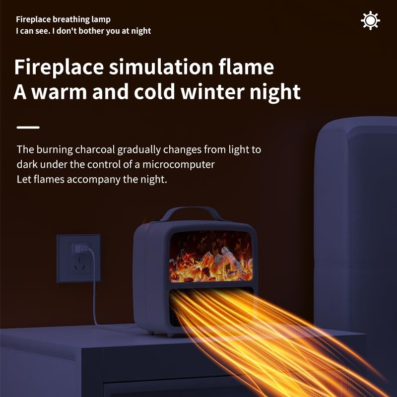 2nd Generation Mini Electric Space Heater with 3D Flames, Portable