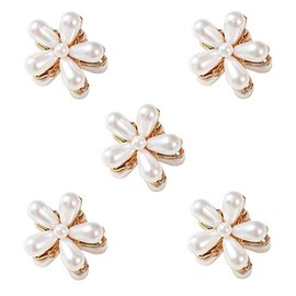 KDDOM 5 Pcs Mini Pearl Claw Clips with Flower Design for Women and Girls