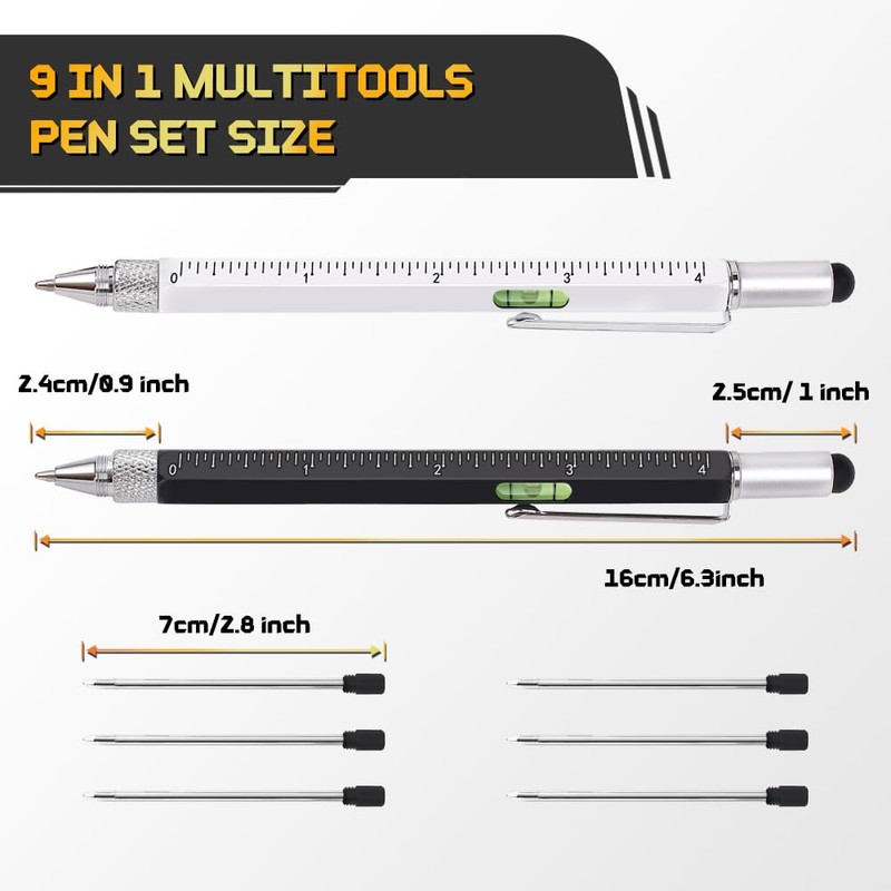 Stocking Stuffers for Men, 9 in 1 Multitool Pen 2Pcs