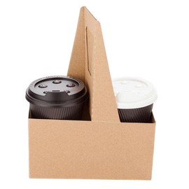 BATGXGO Drink Carrier Kraft Paper Cup Holder with Handle Takeout Holder 15 Count (2 Cups)