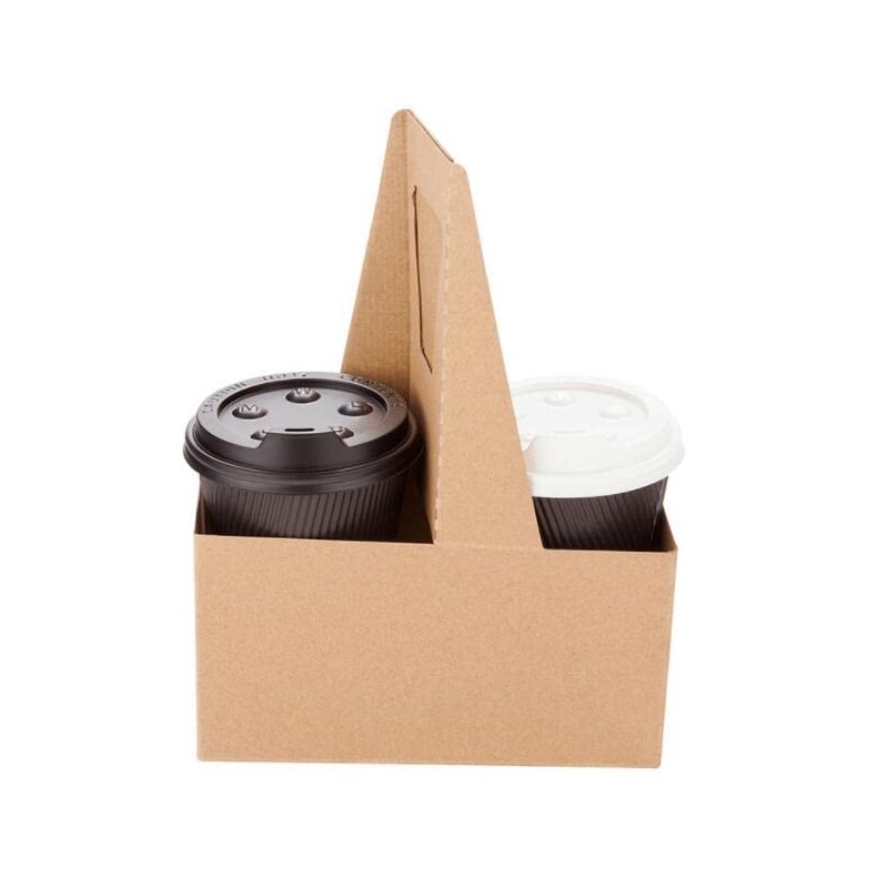 BATGXGO Drink Carrier Kraft Paper Cup Holder with Handle Takeout