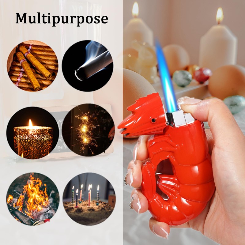 Torch Lighter - Fun Shrimp Design Refillable Butane Lighters, Cool