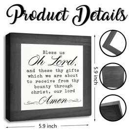 Bless Us Oh Lord Sign, Catholic Prayer Signs, Kitchen Sign, Rustic Wooden Tabletop Decor Signs, Christian Decor for Home, Dining Room Decor, Kitchen Decoration for Shelf B