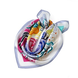 STARWHISPER 100% Real Mulberry Silk Scarf -21''x 21''-Lightweight Small Square Neckerchief Hair Scarf for Sleeping (Rainbow Pony)