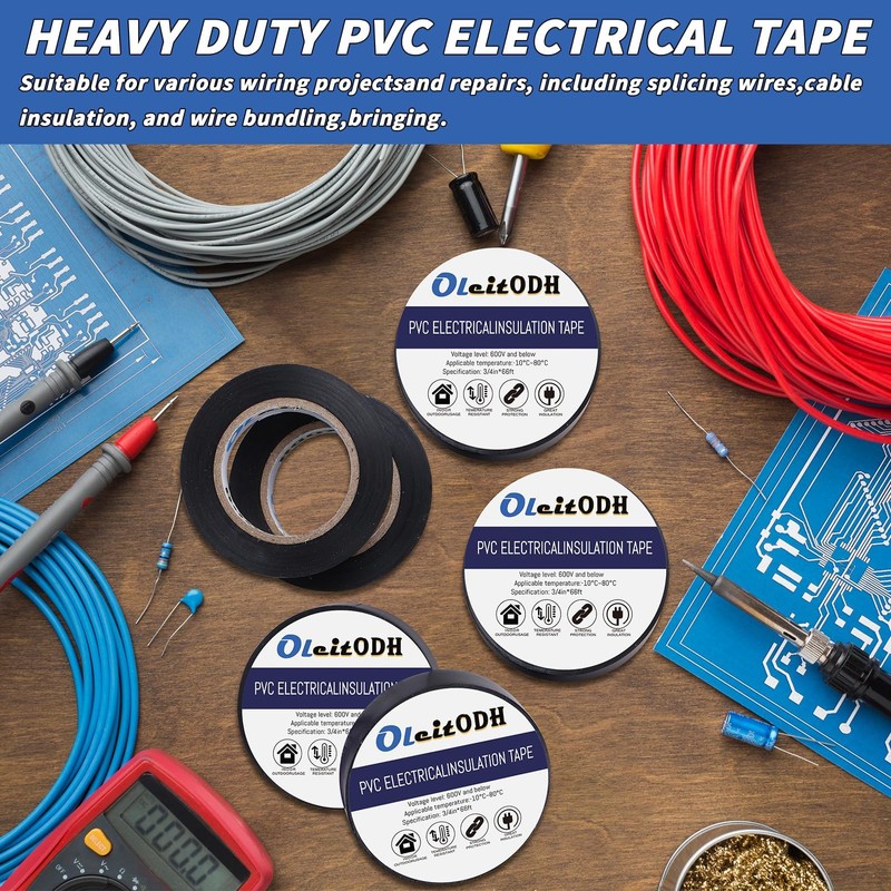 100 Rolls Black Electrical Tape Bulk 3/4 Inch x 66ft,