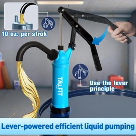 TALFIT Lever Action Barrel Pump,55 Gallon Drum Pump, For Fuels, Chemicals, Corrosive Liquids, Water Based Fluids, Fits 5 to 55 Gallon Drums & Barrels (PP - Regular Corrosion Resistance)