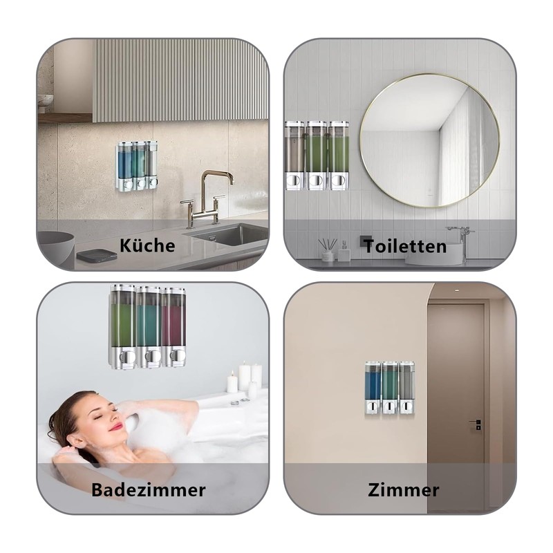 Shampoo Conditioner Dispenser, Soap Dispenser Wall Mounting, No Drilling, Shower