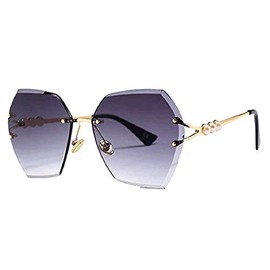 LoveLegis Women's Glasses, Hexagonal, Vintage, Polarised, Colourful, Girls, Shaded, Golden Frame - Grey Lens