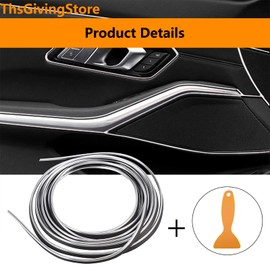 ThsGivingStore Car Interior Trim Strip, 16.4FT(5M) Car Interior Accessories, 3D DIY Electroplating Color Trim Strip Line, Car Bling Accessories, Car Mods, Car Decorations Interior Aesthetic (Silver)