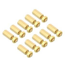 PATIKIL 10mm+6mm M3 Standoff Screws, 40 Pack Brass Hex PCB Standoffs Nuts for Motherboards, Computer Cases, Circuit Boards, Electronics, Gold Tone