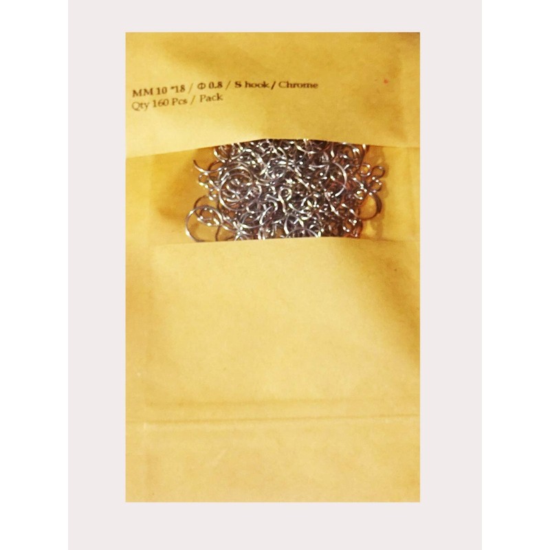 160 Chrome S Shape Hooks in Metal 18mm 0.7 Inches
