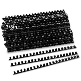 MAKEASY 100 Pack 19-Ring Letter Size Comb Binding Spines for LTR, Plastic Binding Combs, 3/8 Inch Diameter, 60 Sheet Capacity, Black Binding Combs