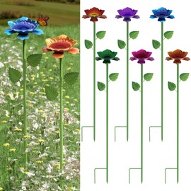 Retyion 6 Pack Bee Watering Station - Flowers Butterfly Feeder, Bee Water Feeders for Outside, Metal Garden Decor, Bee Baths for Garden Yard Patio