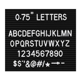 3/4 Inch Letters for Felt Letter Boards, 300 Pieces Including Characters, Numbers & Symbols for Changeable Plastic Message Boards (White)