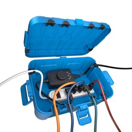 Flemoon Large Outdoor Electrical Box (12.5 x 8.5 x 5 inch), IP54 Waterproof Outdoor Extension Cord Cover Weatherproof, Protect Outlet, Plug, Socket, Timer, Power Strip, Holiday Light Decoration, Blue