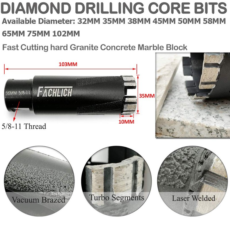 FACHLICH Diamond Core Drill Bit 1-1/4" Granite Hole Saw 32mm
