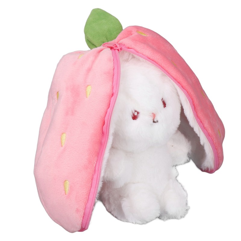 Reversible Bunny Plush Toy Throw Pillow Children Cute Cartoon Animal
