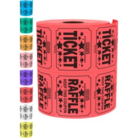 Tacticai 500 Raffle Tickets, Red (1 of 8 Colors), Double Roll, Large Ticket for Events, Entry, Class Reward, Fundraiser & Prizes