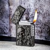 Cool Engraved Skull Lighter - Creative Grinding Wheel Butane Lighter,