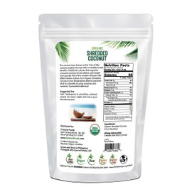 Organic Shredded Coconut - Unsweetened Macaroon Cut - Finely Cut Dried Flakes For Baking, Snacks, & Recipes - Raw, Vegan, Gluten Free, Non GMO - 1 lb