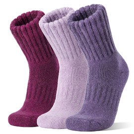 Merino Wool Thermal Boot Socks for Men Women Warm Thick Winter Hiking Cozy Christmas Stocking Stuffers Socks 3 Pairs(Light Purple/Rose Red/Dark Purple,M)