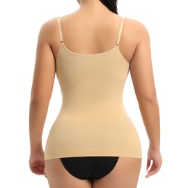 YARRCO Women's Shaping Undershirt Tummy Control Tank Top Shapewear Strappy Top Spaghetti Straps Shaping Bra Shirt Shaping Top Shirt Body Shaper Seamless Figure Shaping Tank Top, Beige+Spaghetti Straps