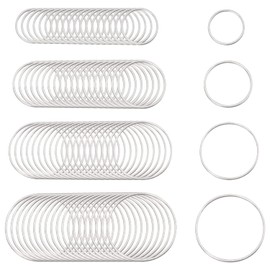 Shapenty 4 Sizes 15mm 20mm 25mm 30mm Brass Round Beading Hoop Earring Open Bezel Pendant Hollow Frame Charms Linking Ring Bulk for Necklace Jewelry Making Women Girl Gift DIY Craft, 80PCS (Silver)
