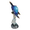 Nautical Ocean Blue Giant Sea Turtle Swimming By White Corals