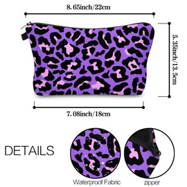 Aiphamy Cute Travel Makeup Bag Cosmetic Bag Small Pouch Gift for Women (Cheetah Print Purple)