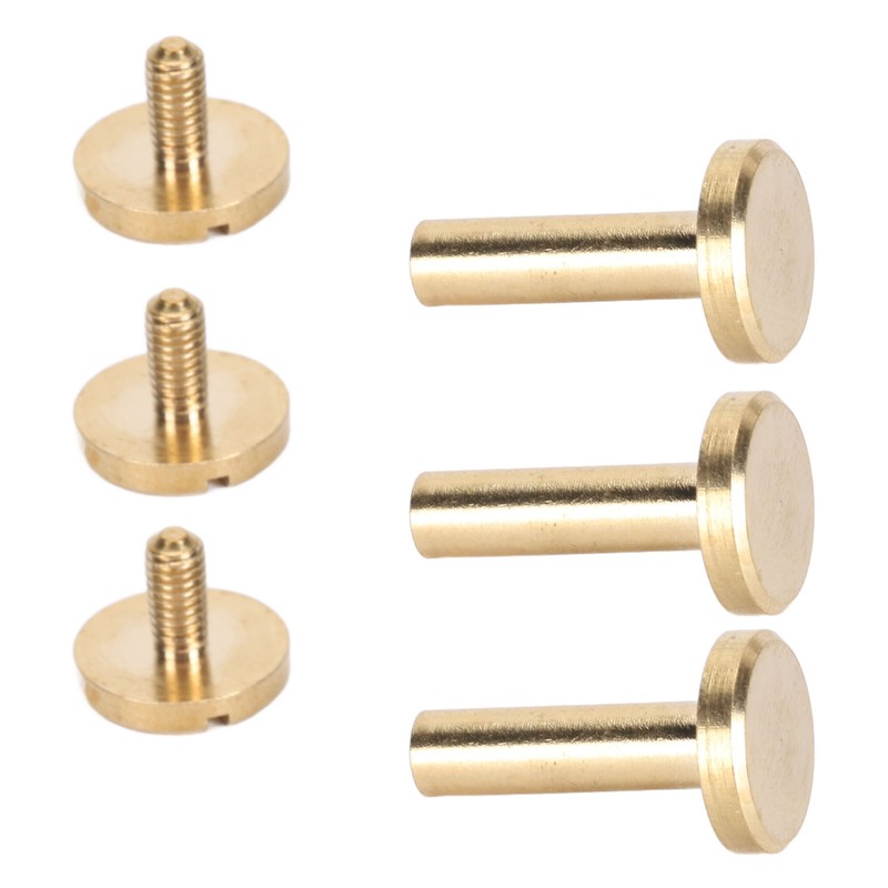 50 Set Binding Rivet Round Flat Head Brass Slot Screw