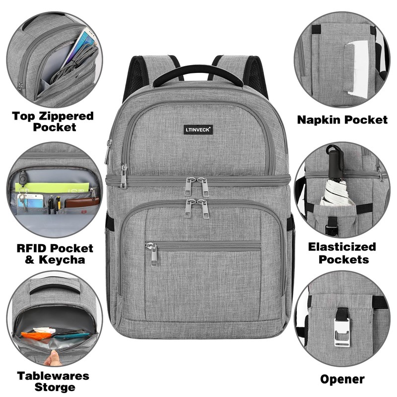Cooler Backpack,Insulated Backpack Cooler Leakproof Double Deck Cooler Bag for