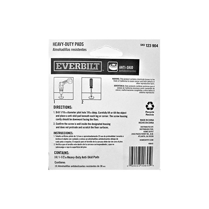 Everbilt Anti-Skid 1-1/2" Black Round TPE Glides (4-Pack) for Wooden