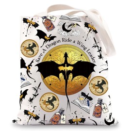 BWWKTOP 4th Wing Tote Bag Dragon Rider Inspired Gifts Fantasy Bookish Grocery Bag 4th Wing Merchandise (4th Wing TG)